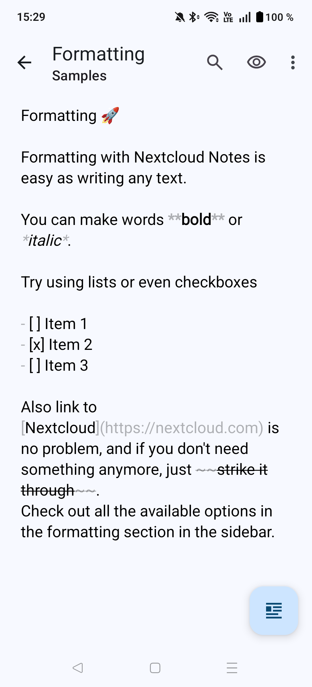 Screenshot of edit mode